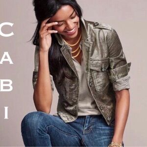 Cabi Sunday topper gray velvet button down jacket